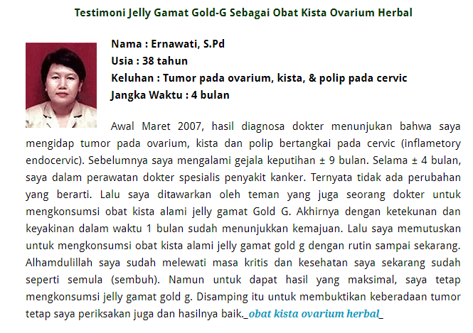 Obat Herbal Kista Ovarium Jelly Gamat Gold-G
