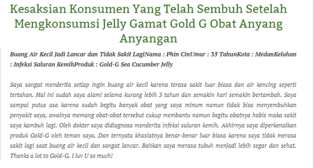 Obat Herbal Anyang-Anyangan Jelly Gamat Gold-G